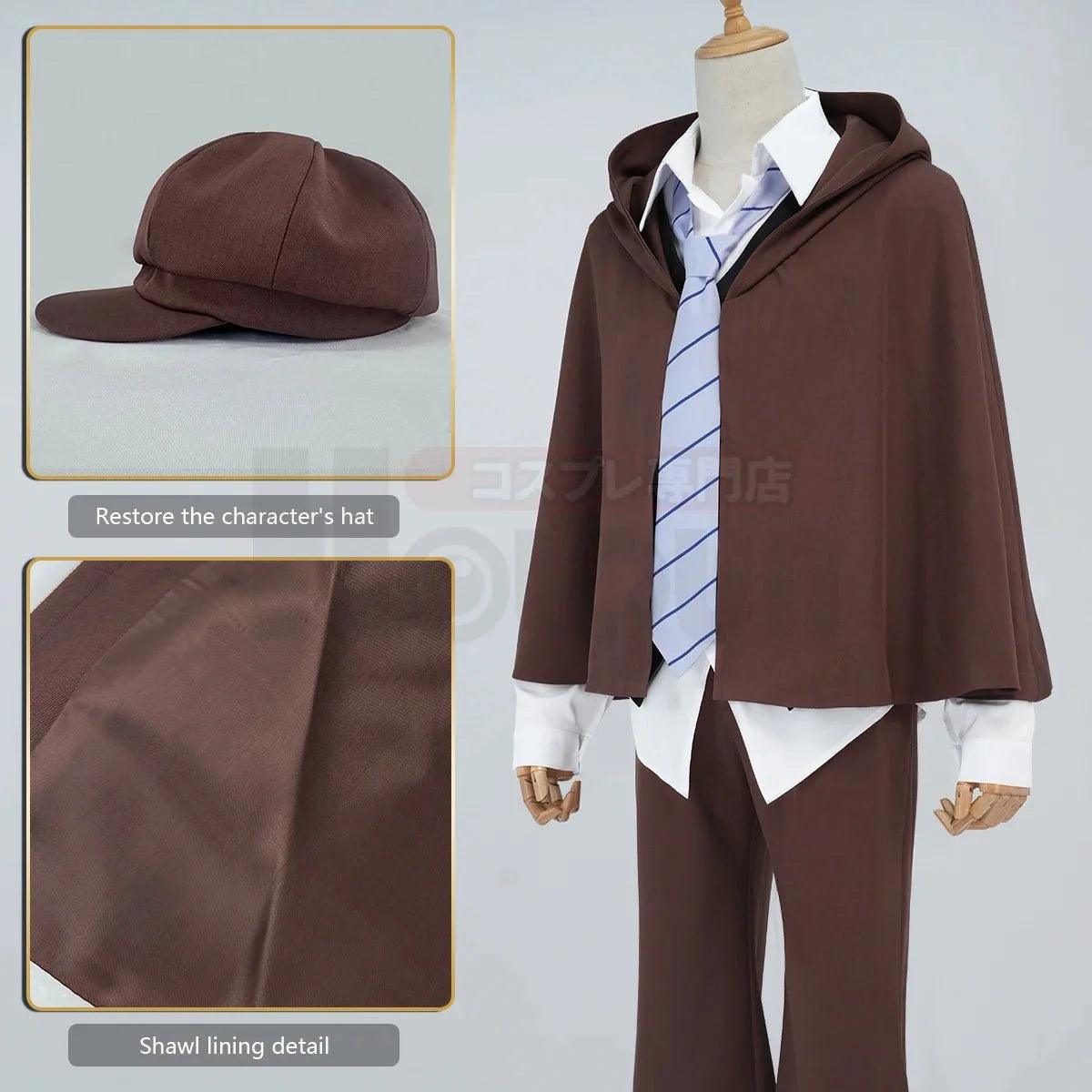 Bungo Anime Edogawa Rampo Cosplay Costume Cape Elastic Pants Shirt Vest Tie Hat Daily Wear Cos Convention Halloween Gift - Coscosmos