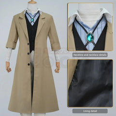 Bungo BSD Anime Dazai Osamu Cosplay Costume Wig Oversized Lining Coat Elastic Pants Vest Shirt Pendant Daily Wear Latest - Coscosmos