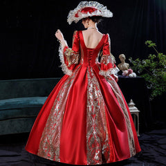 Burgundy Royalty - Grand Court Gown for Solo Performances and Medieval Elegance - Coscosmos