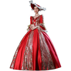 Burgundy Royalty - Grand Court Gown for Solo Performances and Medieval Elegance - Coscosmos