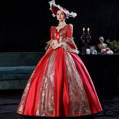 Burgundy Royalty - Grand Court Gown for Solo Performances and Medieval Elegance - Coscosmos