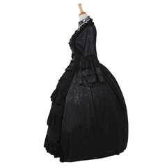 Strawberry Lolita Victorian Dress - Gothic Court-Inspired Square Neck Black Lolita Dress for Cosplay & Events