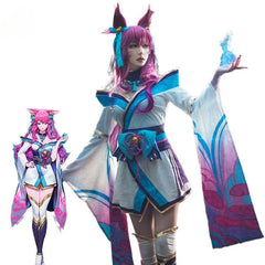 LOL Spirit Blossom Ahri Cosplay Costume Ahri Cosplay Wig Game LOL Ahri Costume Women Kimono Full Set Chinese Dress