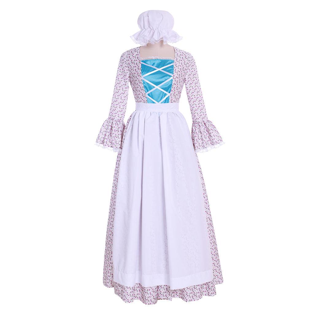 Victorian Pioneer Pilgrim Wench Floral Prairie Dress – Women’s Colonial Dress, Lolita Style Cosplay