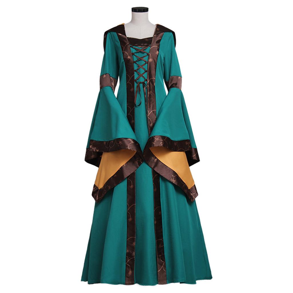 Medieval Renaissance Victorian Green Dress Gown Adult Fantasy Party Cosplay Costume