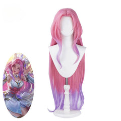 LOL Crystal Rose Seraphine Cosplay Wig 85cm Women Long Gradient Color Cosplay Wigs Heat Resistant Synthetic Hair