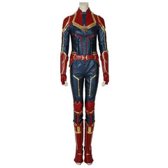 Captain Marvel Metallic Blue PU Leather Cosplay Costume – Perfect for Marvel Fans - Coscosmos