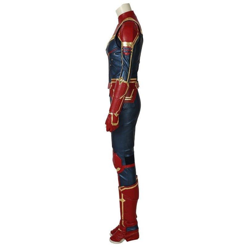 Captain Marvel Metallic Blue PU Leather Cosplay Costume – Perfect for Marvel Fans - Coscosmos