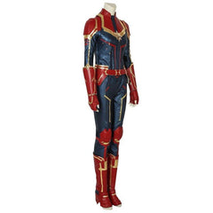 Captain Marvel Metallic Blue PU Leather Cosplay Costume – Perfect for Marvel Fans - Coscosmos