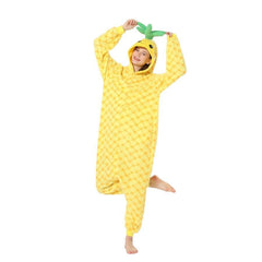 Cartoon Pineapple Onesie Pajama Fleece Sleepwear - Coscosmos