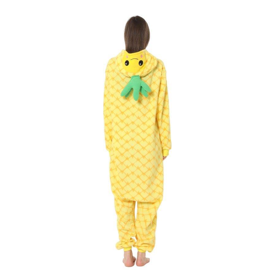 Cartoon Pineapple Onesie Pajama Fleece Sleepwear - Coscosmos