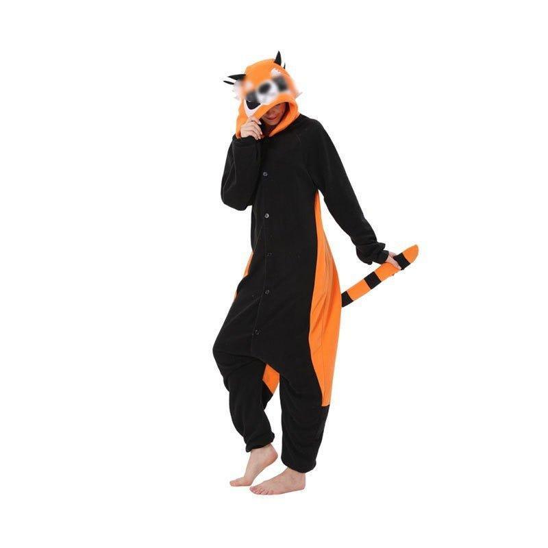 Cartoon Raccoon Onesie Fleece Pajamas for Men and Women | Couple Loungewear Set | Halloween Cosplay & Sleepwear - Coscosmos