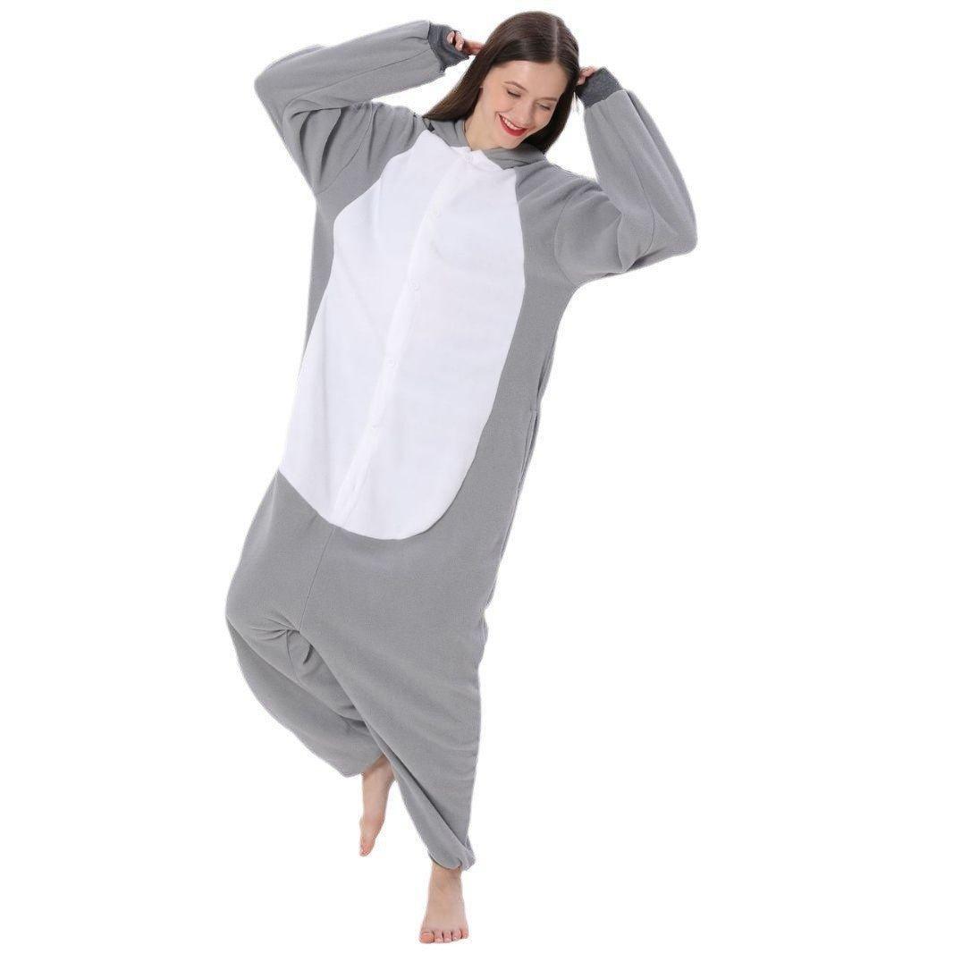 Cartoon Raccoon Onesie Fleece Pajamas for Men and Women | Couple Loungewear Set | Halloween Cosplay & Sleepwear - Coscosmos