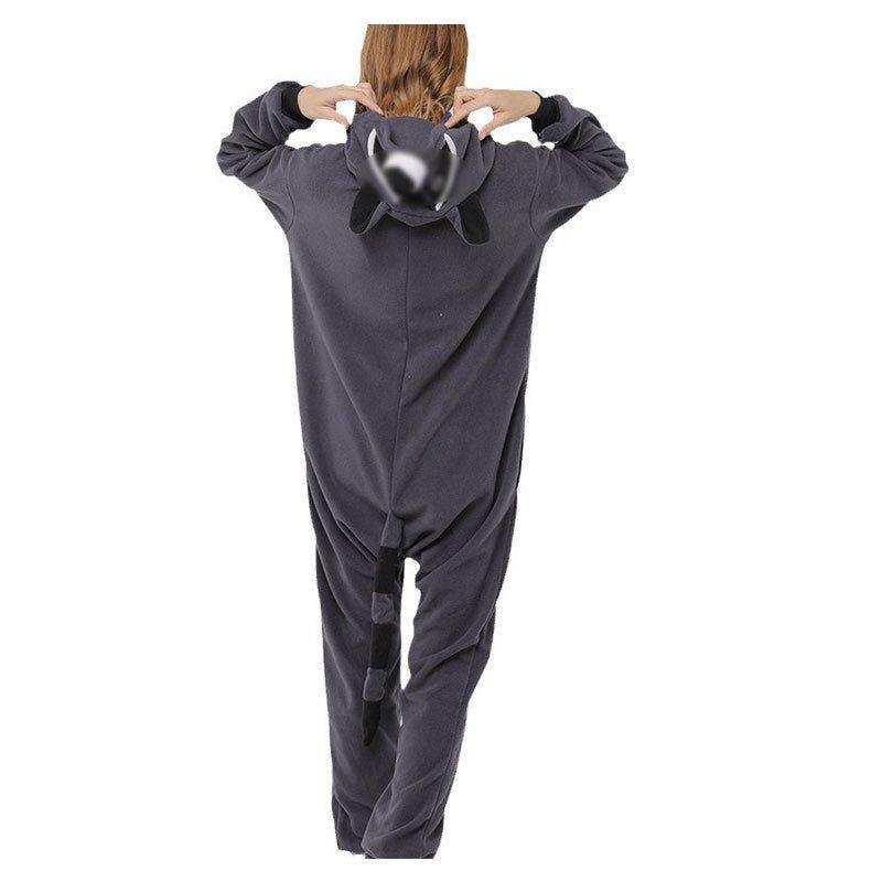 Cartoon Raccoon Onesie Fleece Pajamas for Men and Women | Couple Loungewear Set | Halloween Cosplay & Sleepwear - Coscosmos