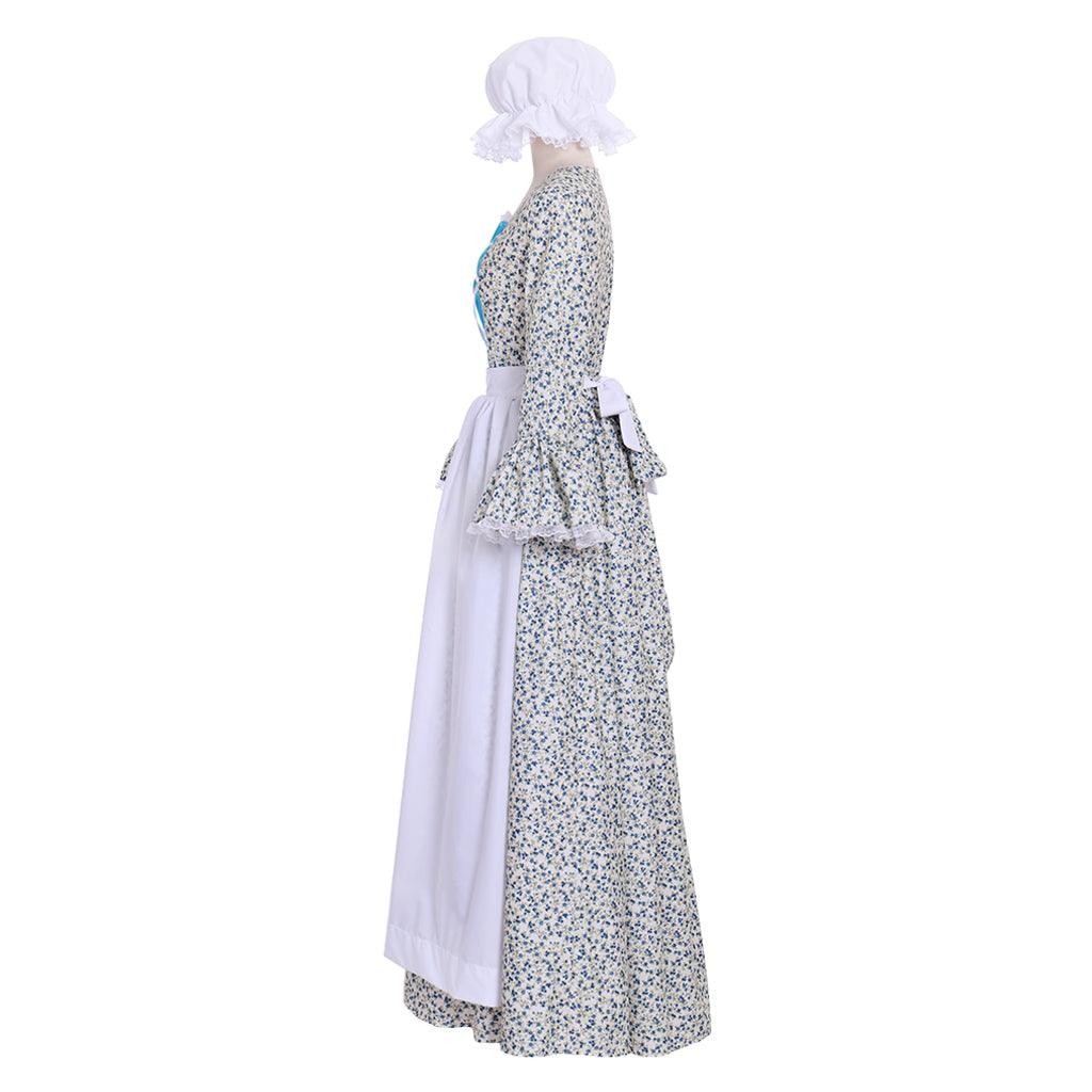 Victorian Pioneer Pilgrim Wench Rural Floral Prairie Dress Women Countryside Colonial Dress Lolita Dress