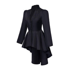 Vintage Gothic High-Low Cocktail Dress – Women's Medieval Cosplay Long Sleeve Bodycon Costume