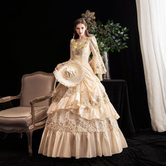 Champagne Elegance - European Court Gown for Enchanted Events - Coscosmos