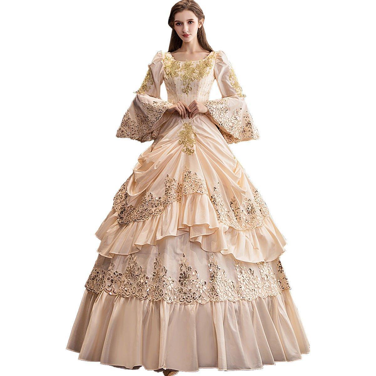 Champagne Elegance - European Court Gown for Enchanted Events - Coscosmos