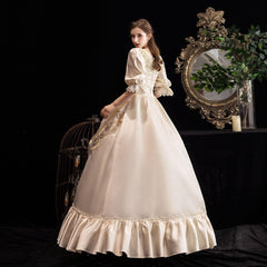 Champagne Elegance Gown: European Court Dress for Banquets and Galas - Coscosmos