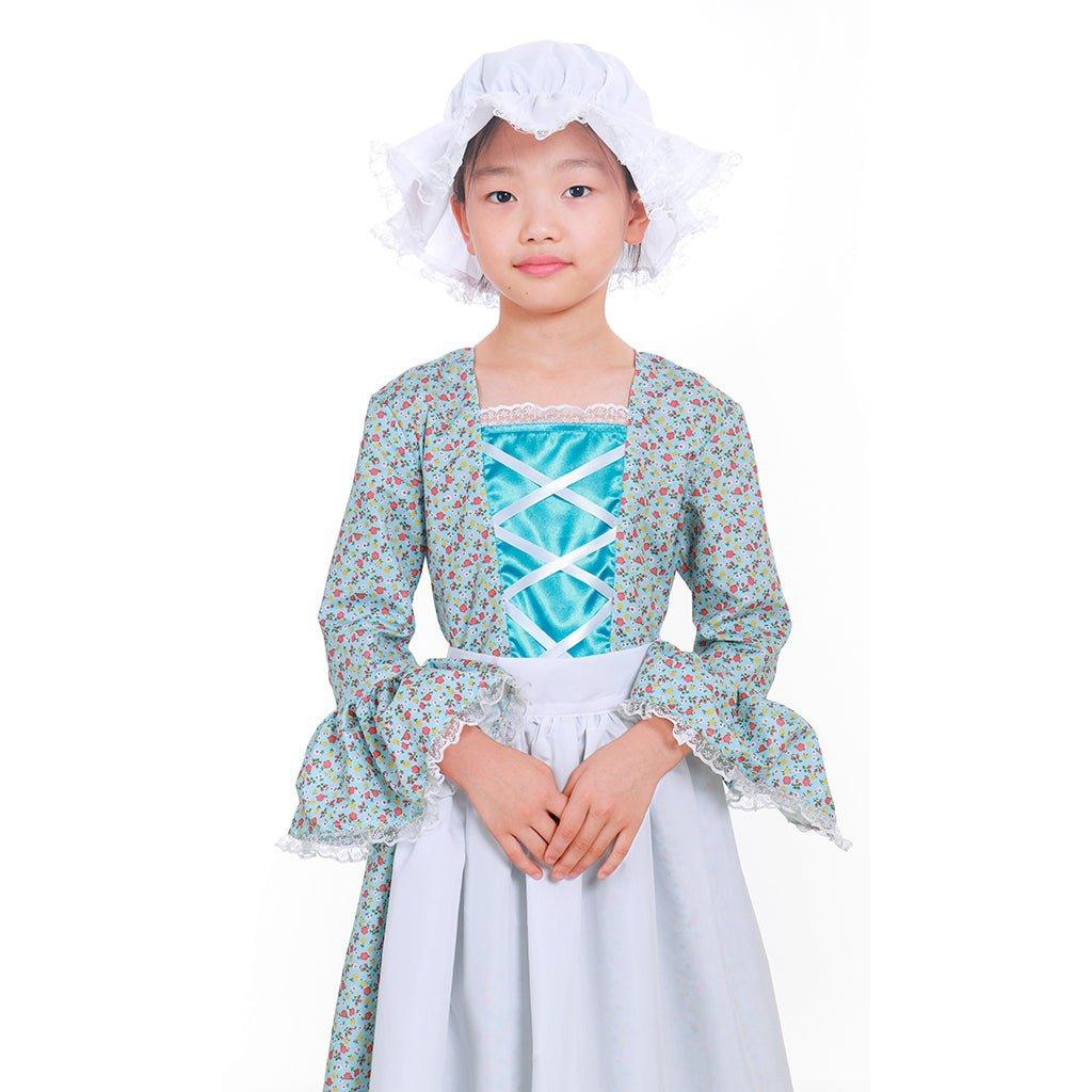 Child Victorian Pioneer Pilgrim Wench Rural Floral Prairie Dress Kids Countryside Colonial Dress Lolita Dress - Coscosmos