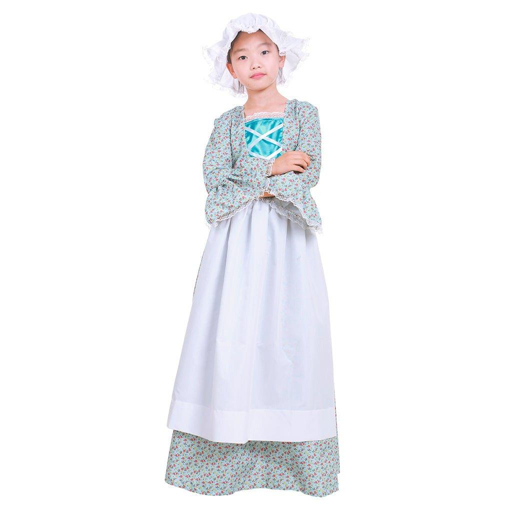 Child Victorian Pioneer Pilgrim Wench Rural Floral Prairie Dress Kids Countryside Colonial Dress Lolita Dress - Coscosmos