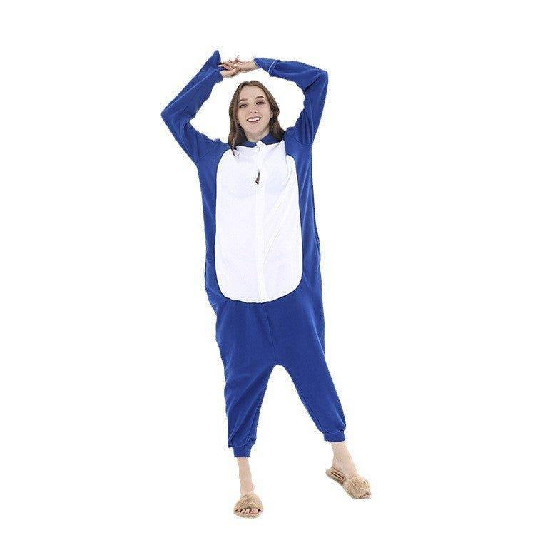 Christmas Black Shark Couple Fleece Onesie Pajamas for Adults - Coscosmos