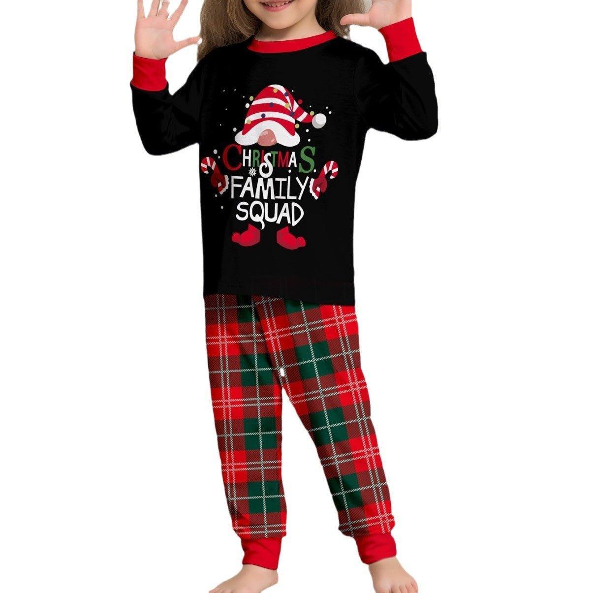 Christmas Cake Hat Letter Plaid Long Sleeve Two - Piece Family Matching Pajamas Set | Christmas Family Outfits - Coscosmos