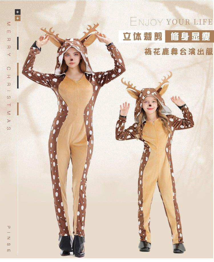 Christmas costume cosplay cute sika deer animal outfit khaki spotted deer stage performance clothes - Coscosmos