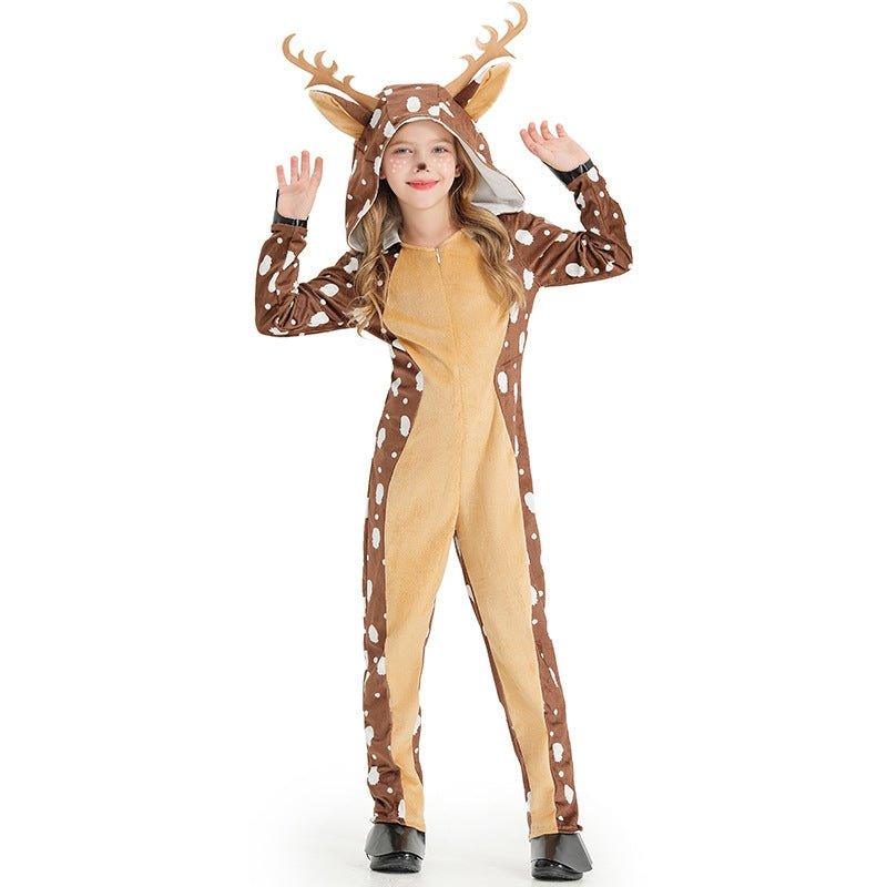 Christmas costume cosplay cute sika deer animal outfit khaki spotted deer stage performance clothes - Coscosmos