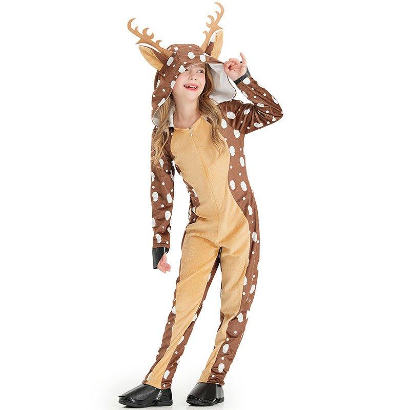 Christmas costume cosplay cute sika deer animal outfit khaki spotted deer stage performance clothes - Coscosmos