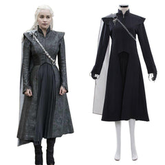 Christmas Daenerys Targaryen Cosplay Costume | Black Cloak & Middle Ages Dress | Halloween Party Outfit for Women - Coscosmos