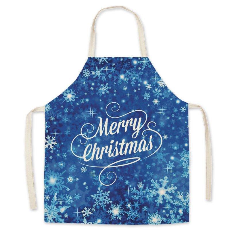 Christmas deer red festive imitation hemp printed apron, Christmas gift adult children parent - child smock waist cloth - Coscosmos