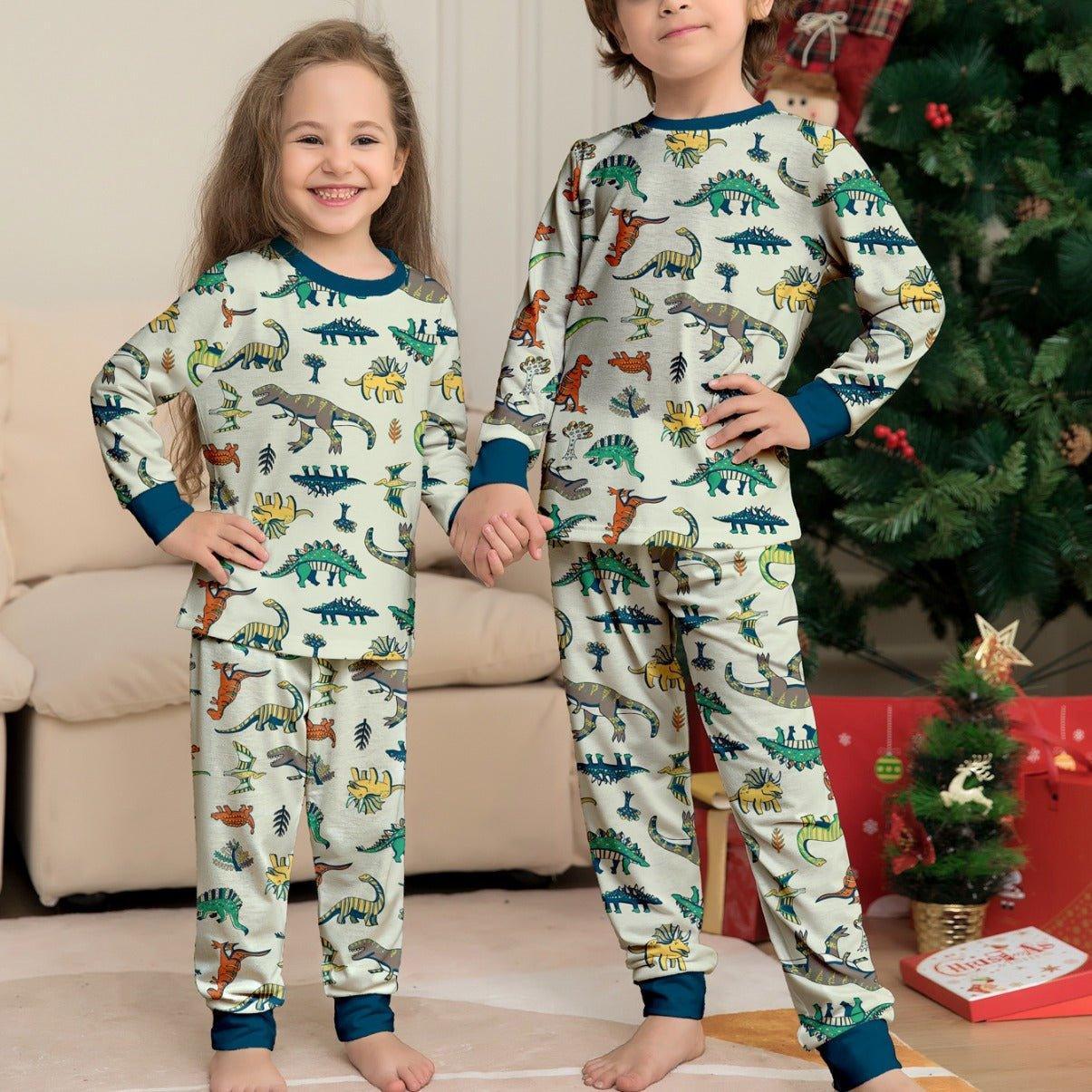 Christmas Dinosaur Print Family Matching Pajamas Set | Holiday Loungewear for the Whole Family - Coscosmos