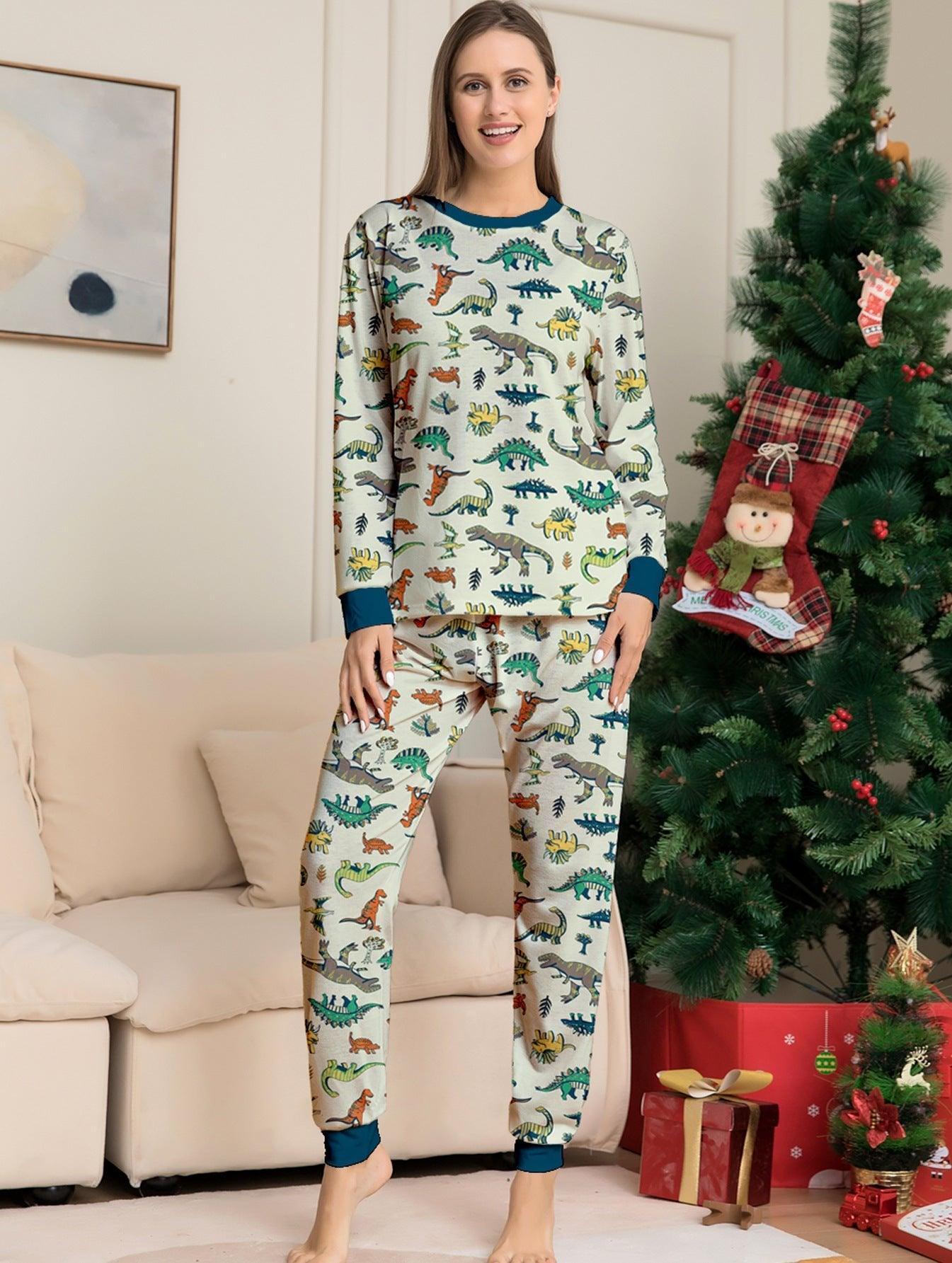 Christmas Dinosaur Print Family Matching Pajamas Set | Holiday Loungewear for the Whole Family - Coscosmos