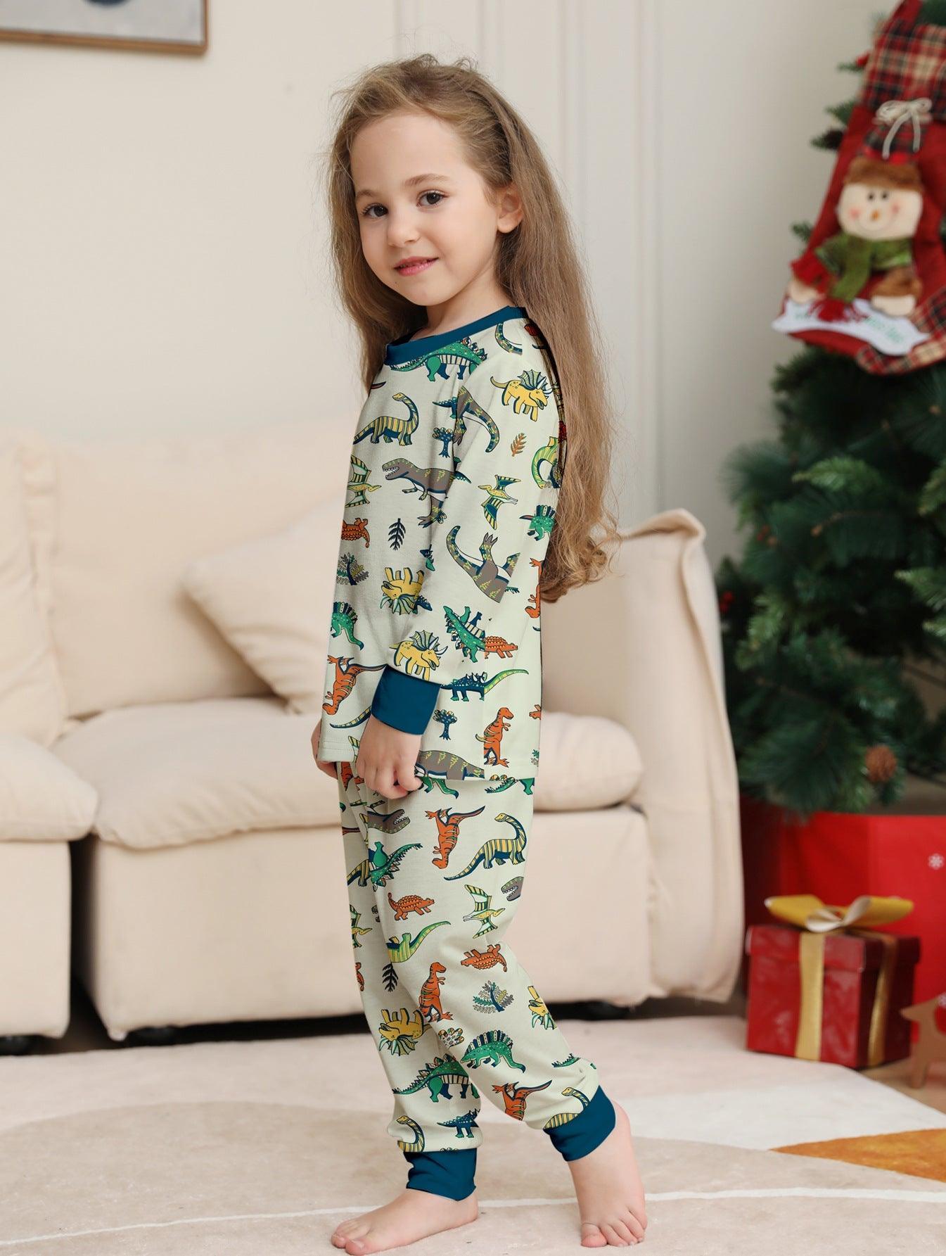 Christmas Dinosaur Print Family Matching Pajamas Set | Holiday Loungewear for the Whole Family - Coscosmos