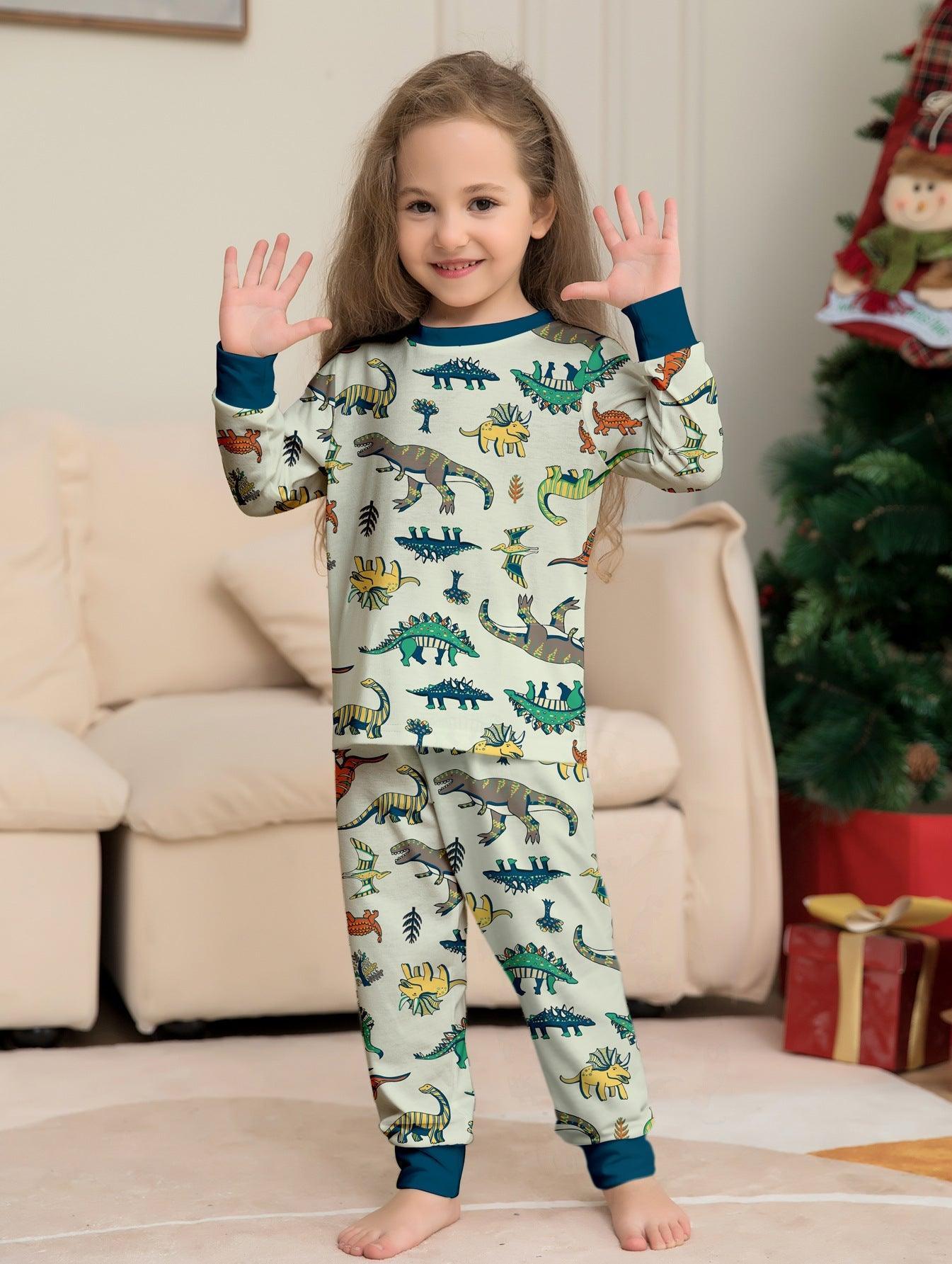 Christmas Dinosaur Print Family Matching Pajamas Set | Holiday Loungewear for the Whole Family - Coscosmos