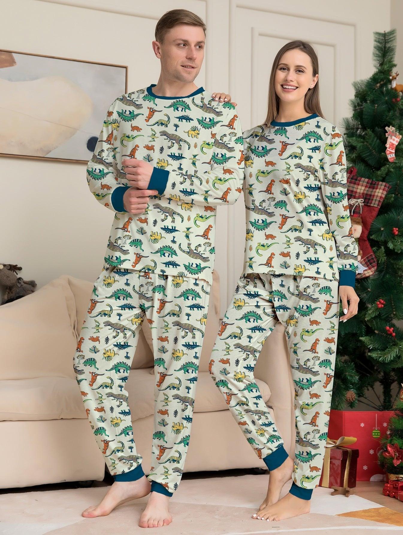 Christmas Dinosaur Print Family Matching Pajamas Set | Holiday Loungewear for the Whole Family - Coscosmos