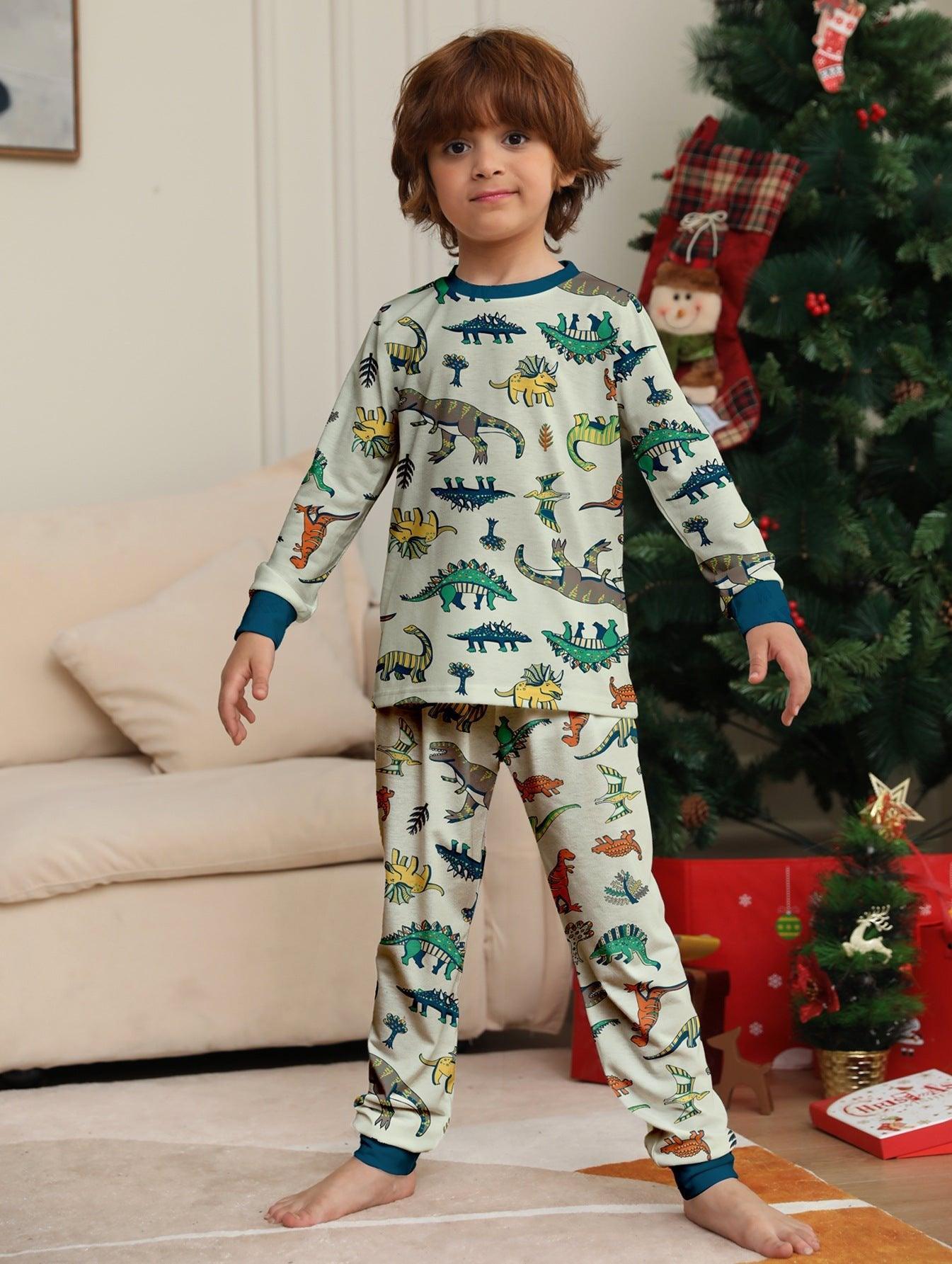 Christmas Dinosaur Print Family Matching Pajamas Set | Holiday Loungewear for the Whole Family - Coscosmos