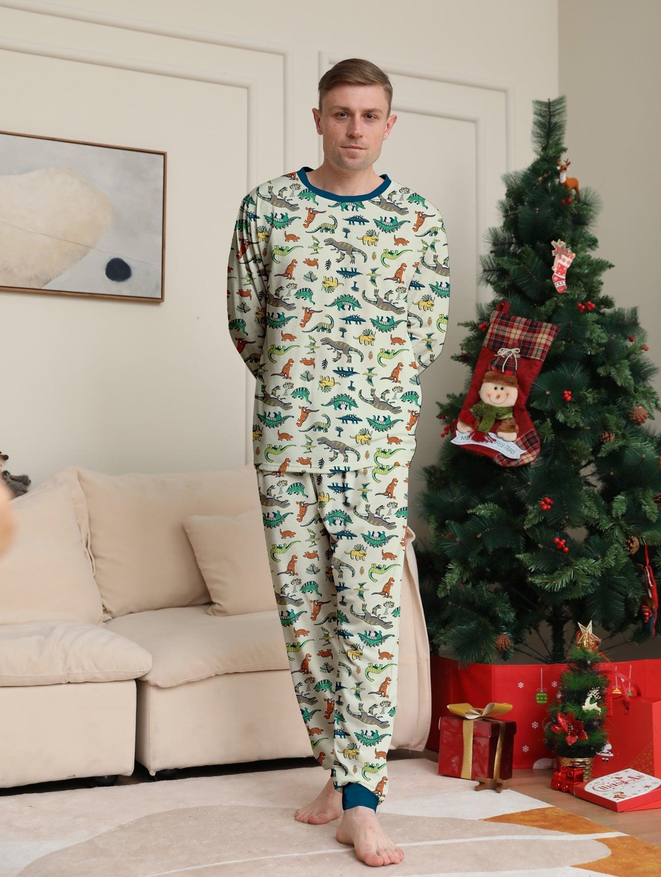 Christmas Dinosaur Print Family Matching Pajamas Set | Holiday Loungewear for the Whole Family - Coscosmos