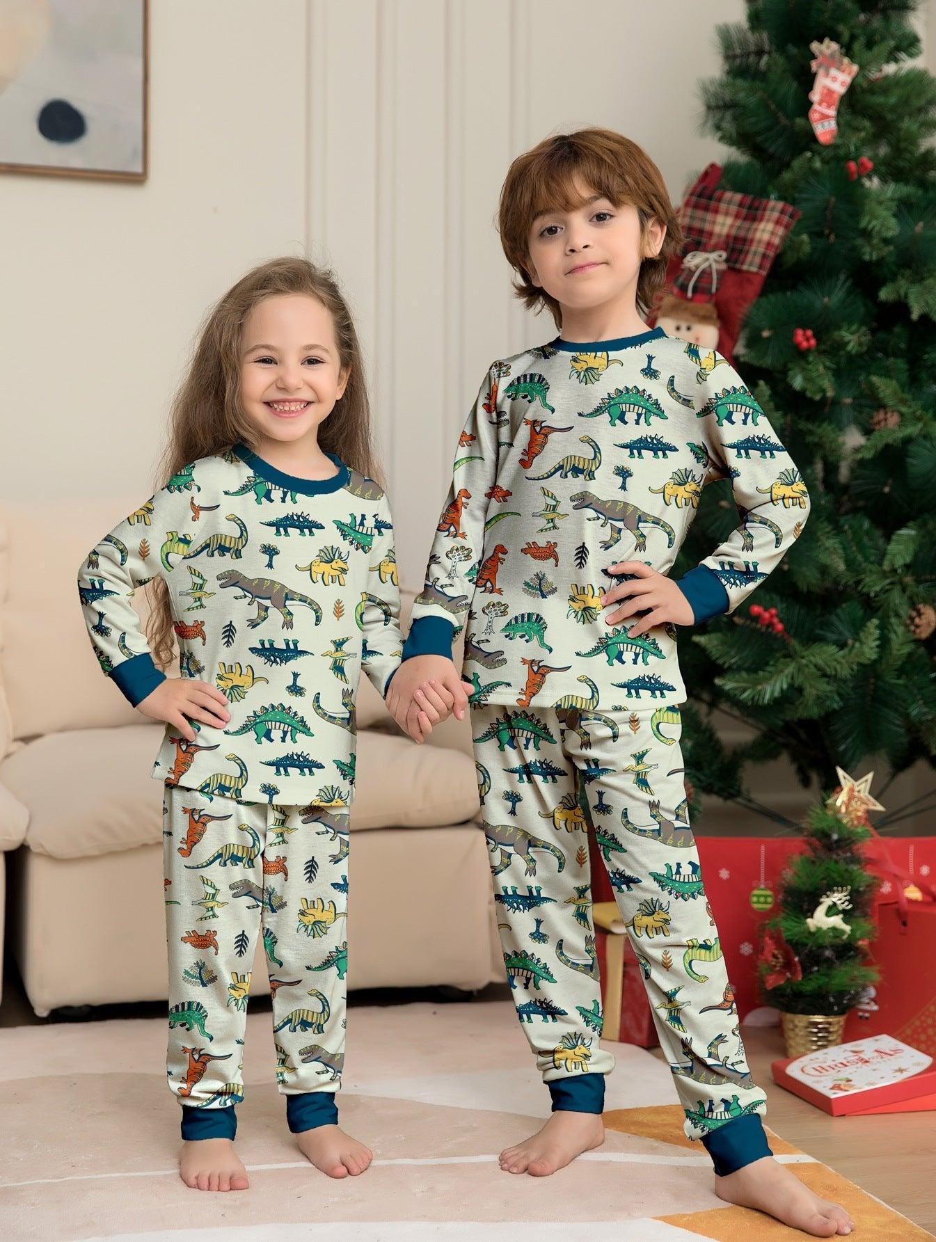 Christmas Dinosaur Print Family Matching Pajamas Set | Holiday Loungewear for the Whole Family - Coscosmos