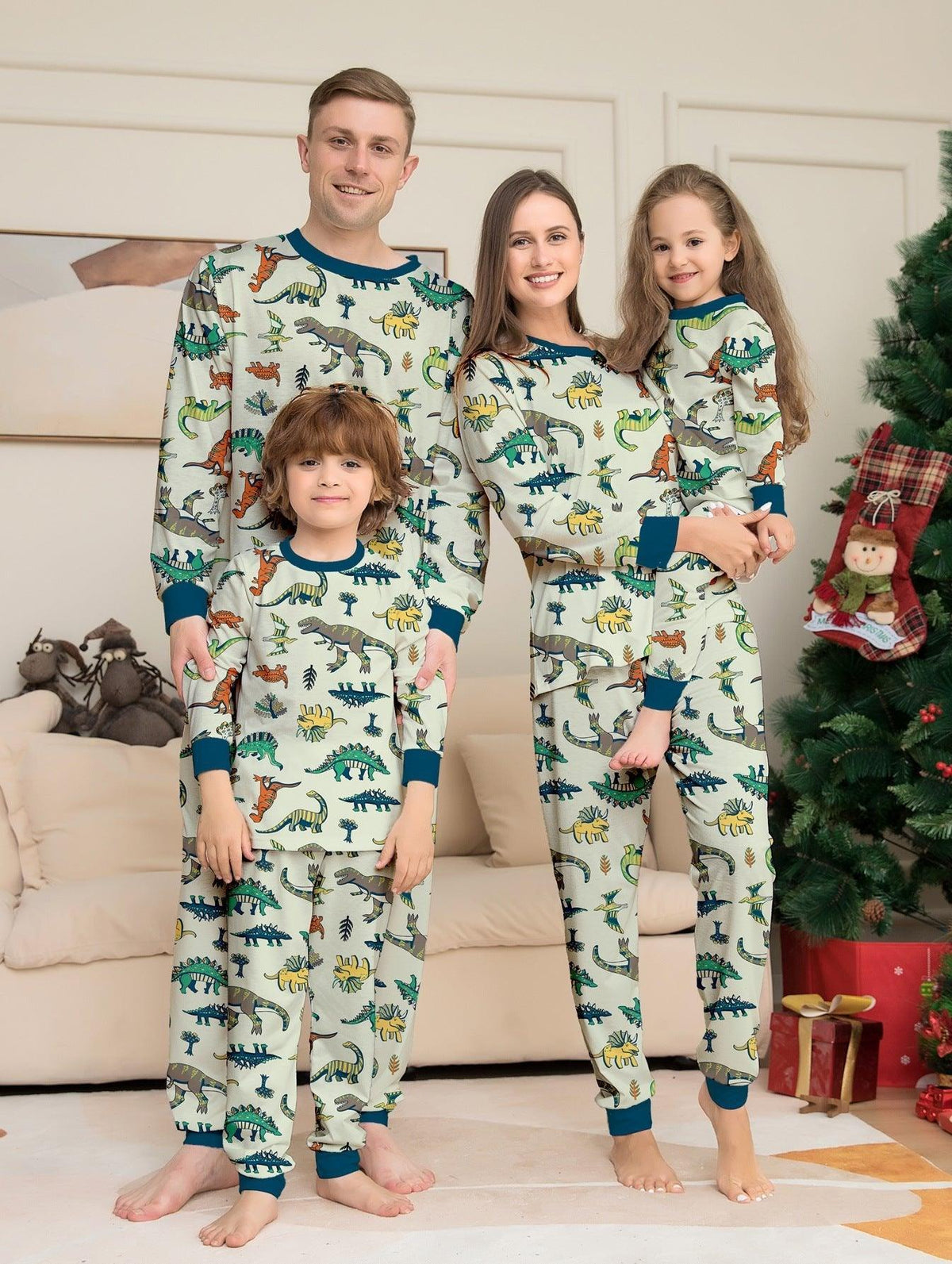 Christmas Dinosaur Print Family Matching Pajamas Set | Holiday Loungewear for the Whole Family - Coscosmos