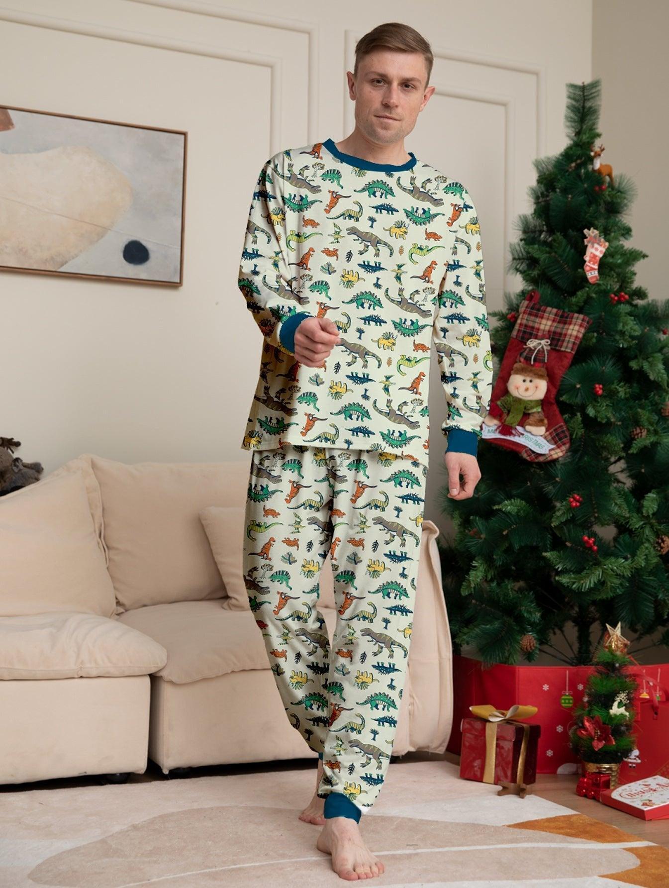 Christmas Dinosaur Print Family Matching Pajamas Set | Holiday Loungewear for the Whole Family - Coscosmos