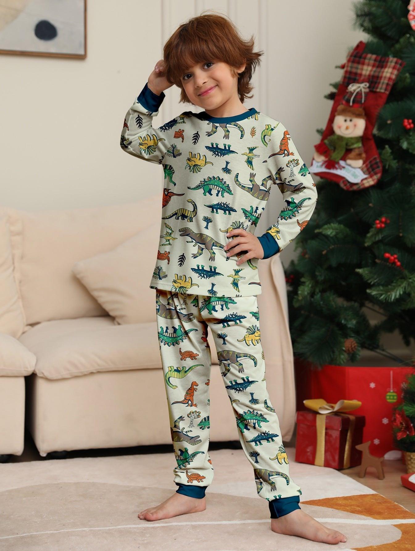 Christmas Dinosaur Print Family Matching Pajamas Set | Holiday Loungewear for the Whole Family - Coscosmos