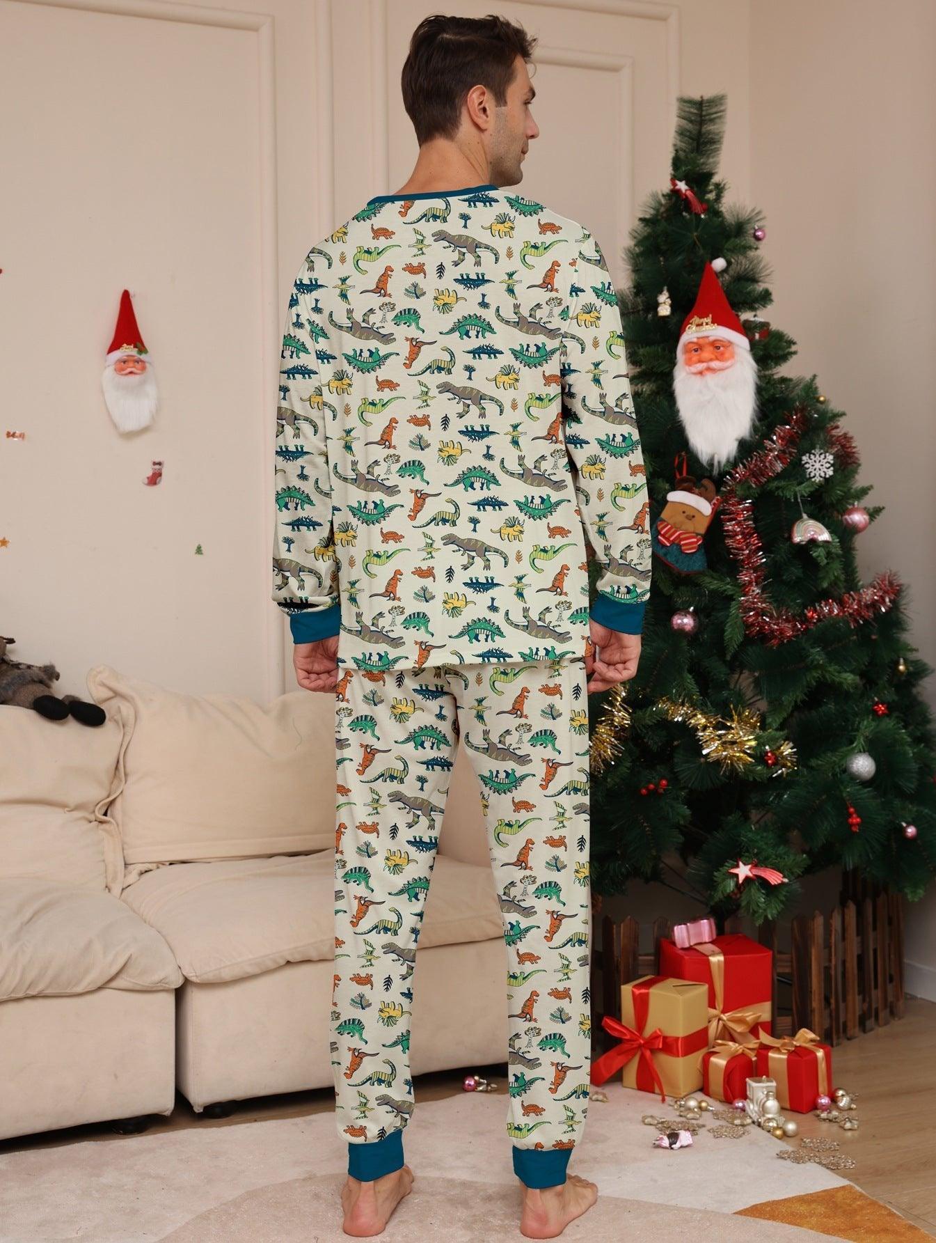 Christmas Dinosaur Print Family Matching Pajamas Set | Holiday Loungewear for the Whole Family - Coscosmos