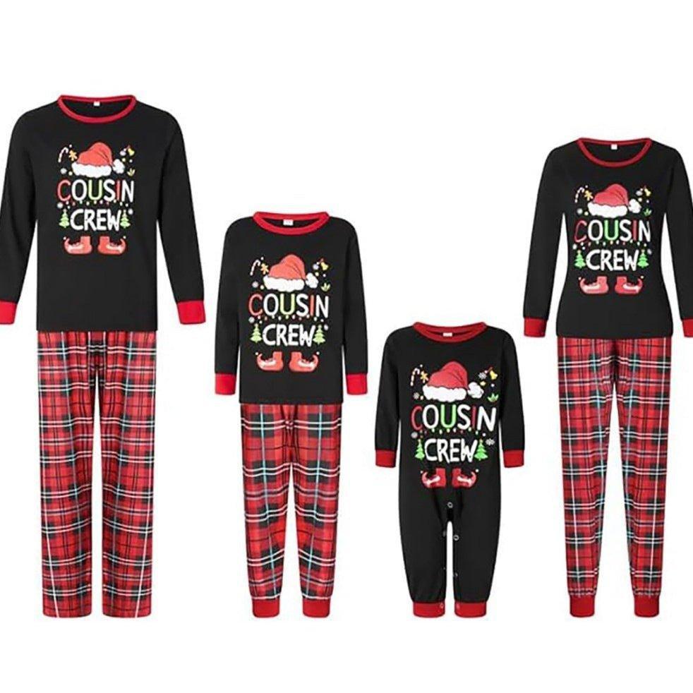 Christmas Family Matching Pajamas | Fall Winter Parent - Child Cotton Sleepwear Set for Family of Three - Coscosmos