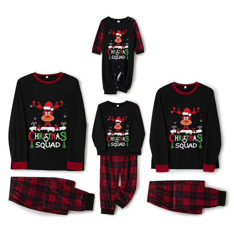 Christmas Family Matching Pajamas | Fall Winter Parent - Child Cotton Sleepwear Set for Family of Three - Coscosmos