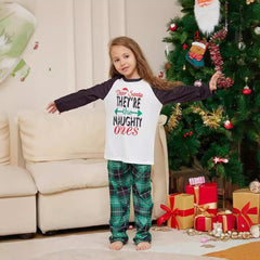 Christmas Family Matching Pajamas | Green Plaid Letter Print Sleepwear Set for Holiday Celebrations - Coscosmos