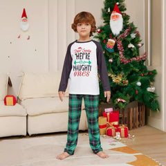 Christmas Family Matching Pajamas | Green Plaid Letter Print Sleepwear Set for Holiday Celebrations - Coscosmos