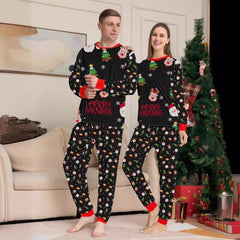 Christmas Family Matching Pajamas Set | Santa Claus Full Floral Print Long Sleeve Loungewear for Family Photos - Coscosmos