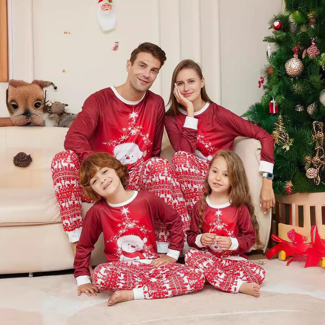 Christmas Family Matching Pajamas | Snowman Print Cotton - Like Fabric | Parent - Child Sleepwear Set - Coscosmos